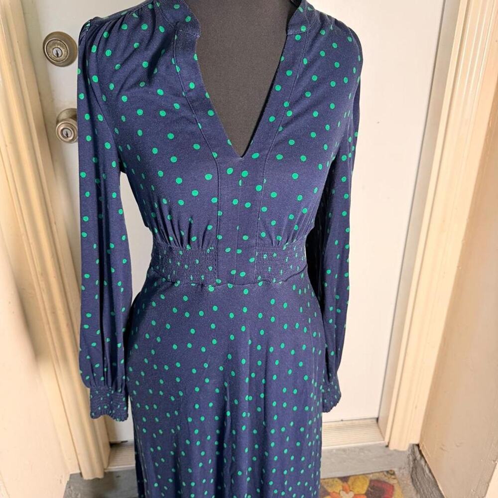 Boden green and navy polka